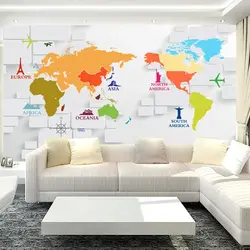 World map in the living room interior