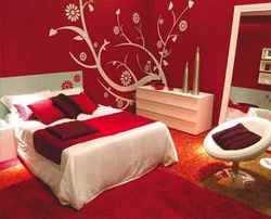 Bedroom interior in red