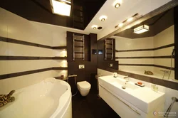 Bathroom design with brown floor