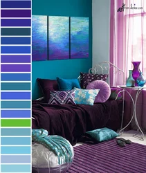 Combination Of Lilac Color With Other Colors In The Bedroom Interior