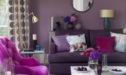 Combination Of Lilac Color With Other Colors In The Bedroom Interior