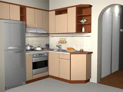 Modern kitchen design photo small corner with refrigerator