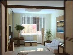 Living Room Design In Khrushchev 2-Room Apartment With Balcony