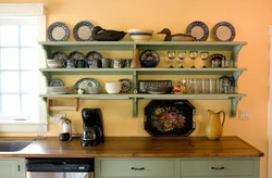 DIY kitchen shelves on the wall photo