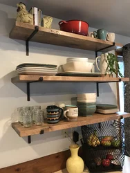 DIY kitchen shelves on the wall photo