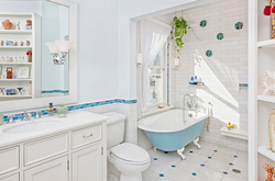 Photo of bathroom design white and blue