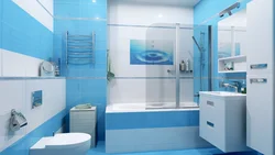 Photo of bathroom design white and blue