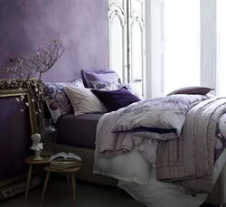 Dusty colors in the bedroom interior