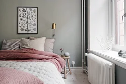 Dusty colors in the bedroom interior