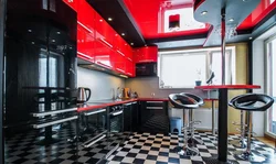 Black And White Ceiling In The Kitchen Interior