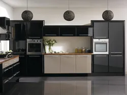 Kitchen with black appliances photo