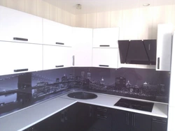 Photo of black kitchen top white