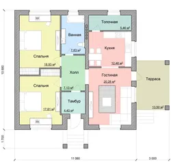 Projects of one-story houses 3 bedrooms photos for free