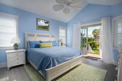 Blue floor in the bedroom interior