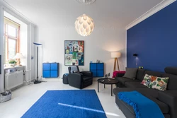 Blue Floor In The Bedroom Interior