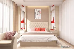 Interior of a small beige bedroom