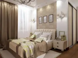 Interior of a small beige bedroom