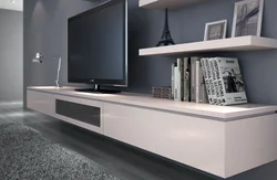 Long cabinet in the living room modern photo in the interior