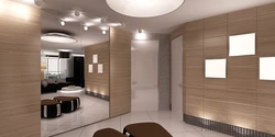 Decoration of hallway walls with MDF panels photo