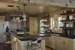 Country countertop in the kitchen interior photo