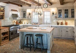 Country countertop in the kitchen interior photo