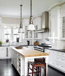 Country countertop in the kitchen interior photo