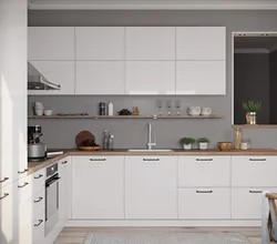 White kitchen with white handles photo