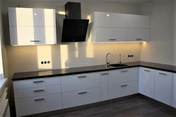 White kitchen with white handles photo