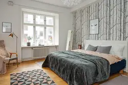 Wallpaper in Scandinavian style for the bedroom photo