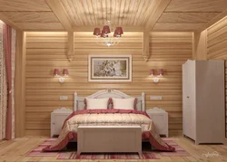 Bedroom design in a wooden house lining