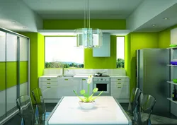 Apartment Design With Green Kitchen