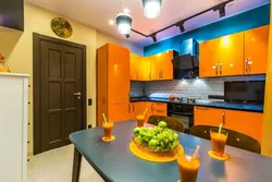 Colored kitchens in the interior real photos