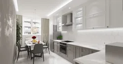 Mətbəxdə divar kağızı açıq rənglərdə interyerdə fotoşəkil