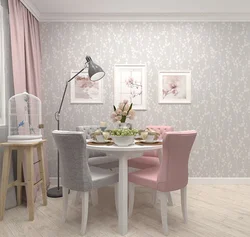 Wallpaper in the kitchen photo in the interior in light colors