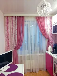 Тюль в пол на кухне фото в интерьере