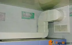 Air duct for exhaust hood in the kitchen in the interior