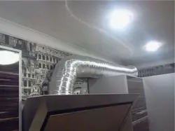 Air duct for exhaust hood in the kitchen in the interior