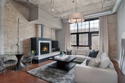 Ev oturma otağının daxili hissəsində loft tərzi