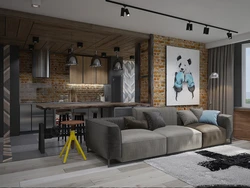 Loft style in the interior of the house living room