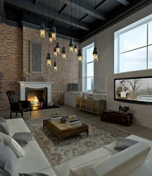Loft style in the interior of the house living room