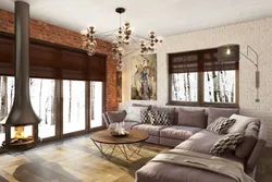 Ev oturma otağının daxili hissəsində loft tərzi