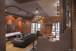 Uyning yashash xonasining ichki qismidagi loft uslubi