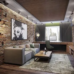 Ev oturma otağının daxili hissəsində loft tərzi