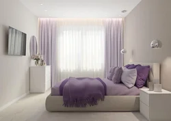 Purple wallpaper in the bedroom photo