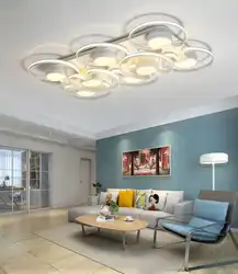 Люстраи шифти LED барои меҳмонхона бо акси шифтҳои овезон