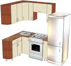Photo small corner kitchens with gas stove and refrigerator photo