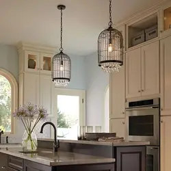 Lamp in a small kitchen photo