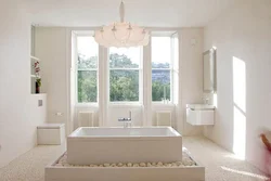 Bathroom design with bathtub in the middle