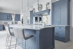 Kitchen in blue gray color design photo