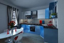 Kitchen in blue gray color design photo